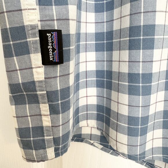Patagonia Button Down Shirt Mens XL Blue Plaid Fezzman Organic Cotton Blend - Picture 5 of 11
